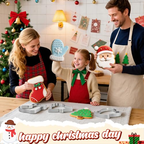 6 Pcs Large Christmas Cookie Cutters Stainless Steel Baking Molds M8080