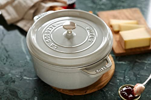STAUB Cast Iron Dutch Oven 5.5-qt Round Cocotte, Black Matte P4487