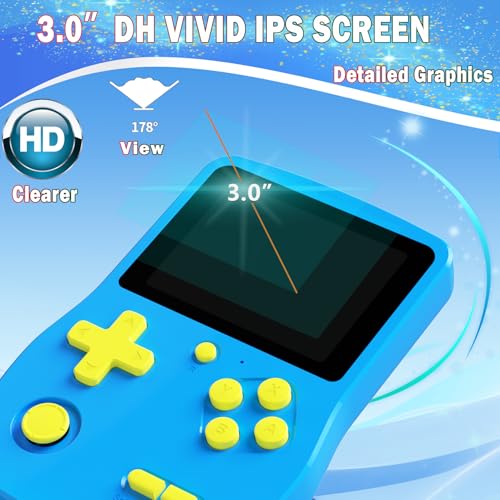 Great Boy 32 Bit Handheld Game Console with 139 Games, 3.0 Inch IPS Screen, Blue G9348