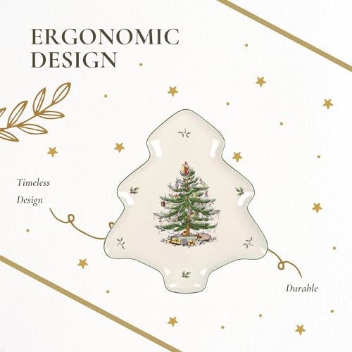 Spode Christmas Tree 14-Inch Tree-Shaped Porcelain Serving Platter H48565