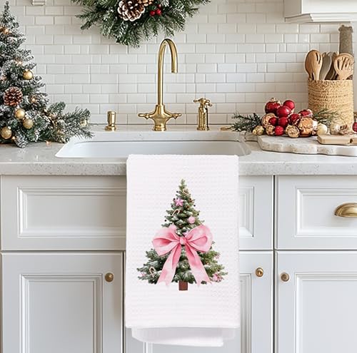 Christmas Tree Kitchen Towels - Neutral Christmas Hand Towels, 16 x 24 Inch V47794