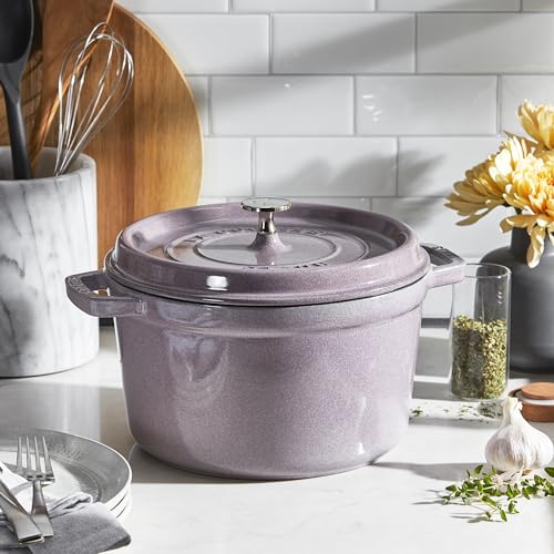 STAUB Cast Iron Dutch Oven 5.5-qt Round Cocotte, Black Matte P4487