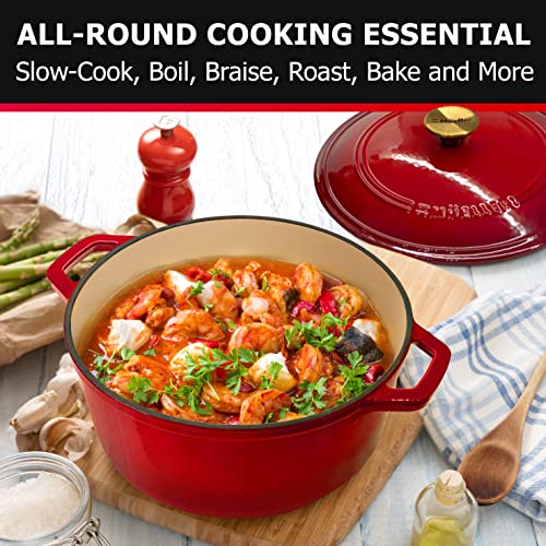 Mueller 6qt Enameled Cast Iron Dutch Oven with Lid, Oven-Safe to 500°F, White N219