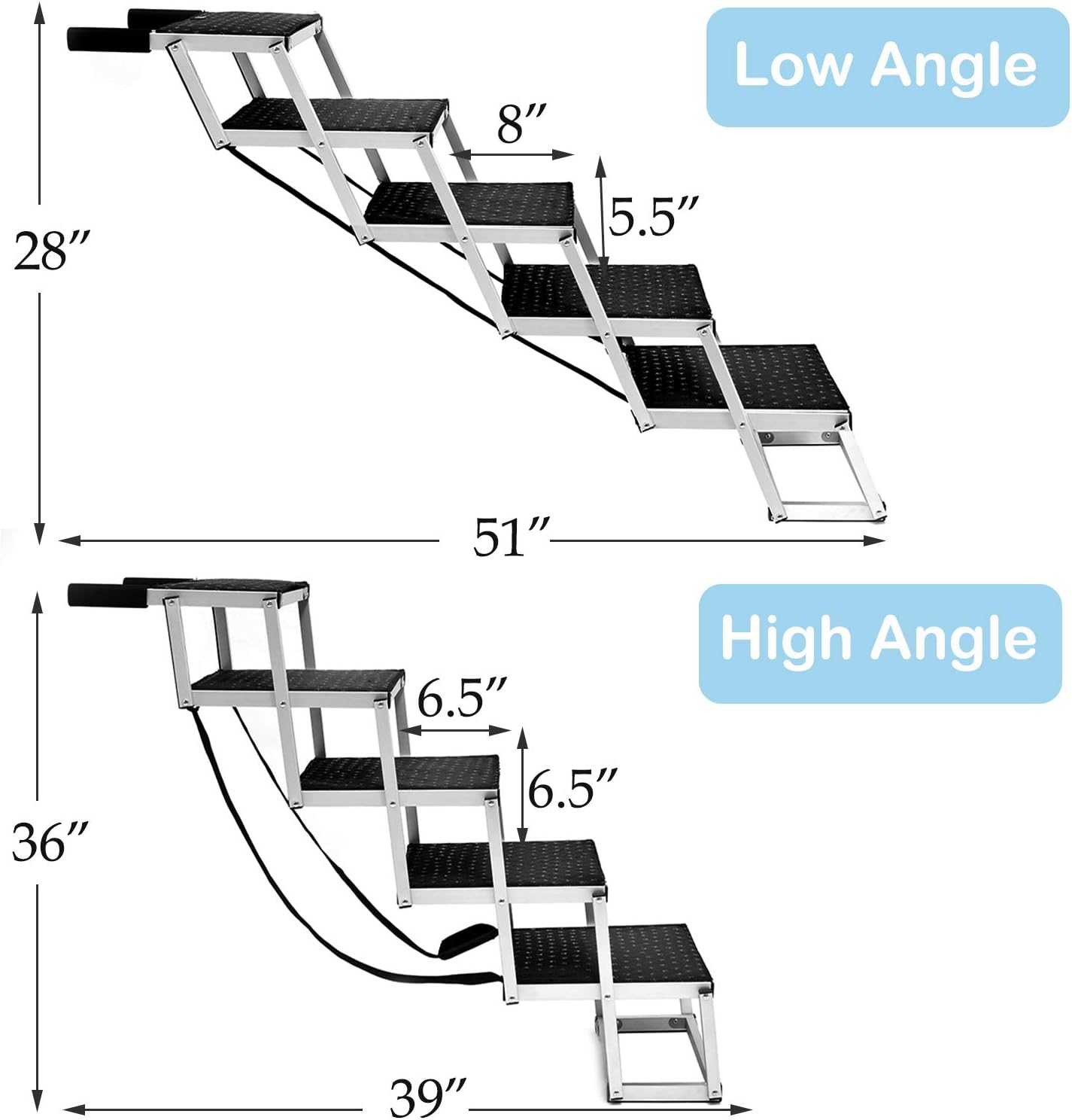 Folding Dog Ramp for Cars SUV Trucks, 6 Steps, Lightweight Portable Y553978