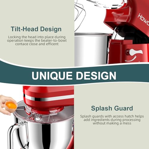 HOWORK Electric Stand Mixer 6.5QT Stainless Steel Bowl, Blue P383969