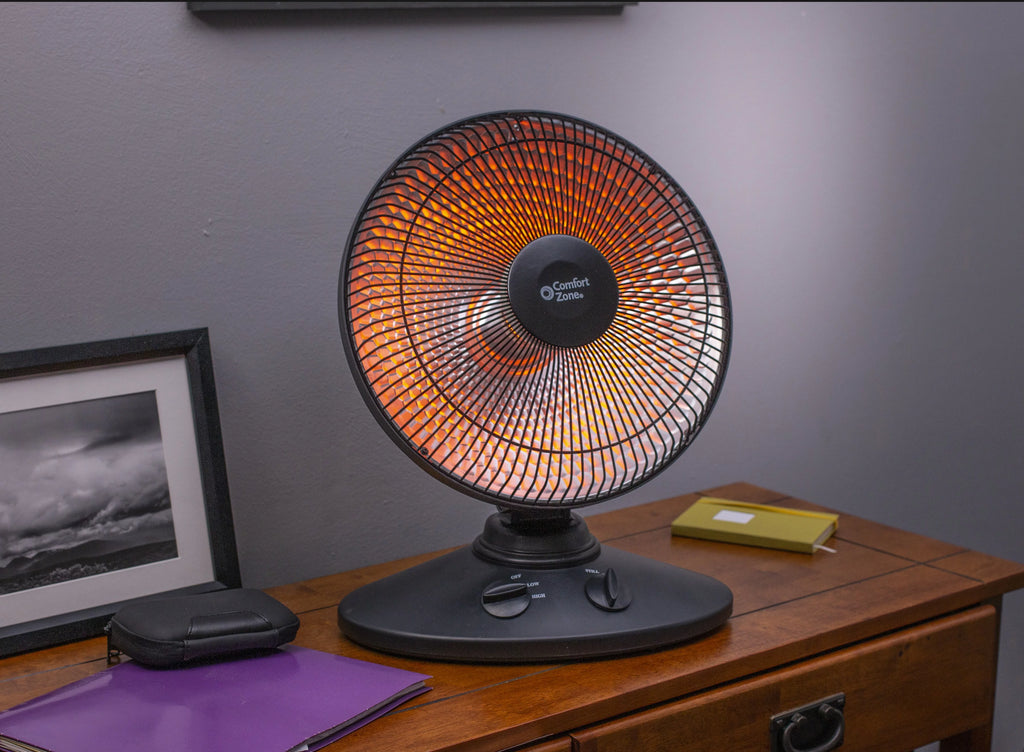 Comfort Zone 700/1000W Oscillating Parabolic Heater with Tip-Over Protection Z34043
