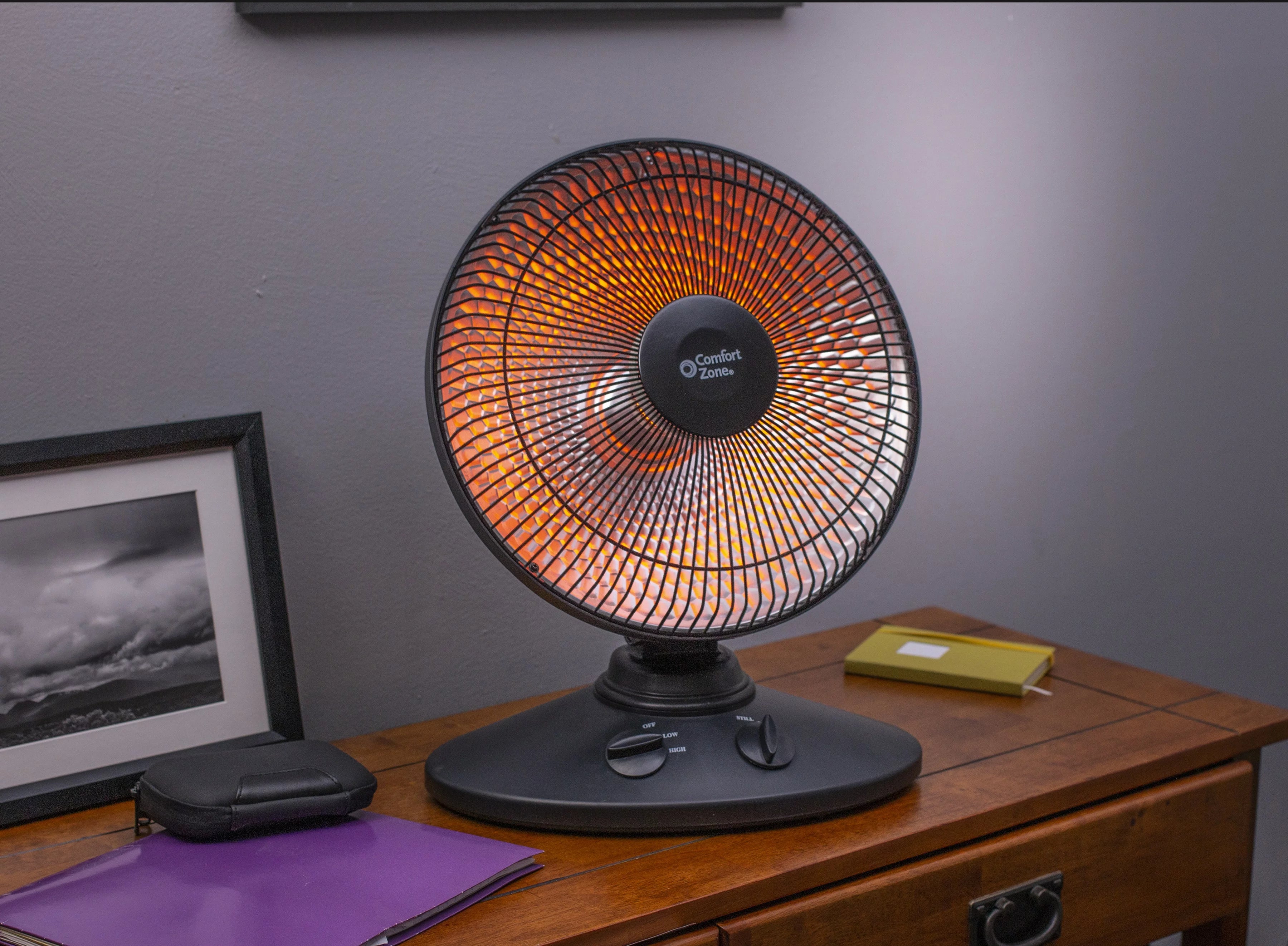 Comfort Zone 700/1000W Oscillating Parabolic Heater with Tip-Over Protection Z34043