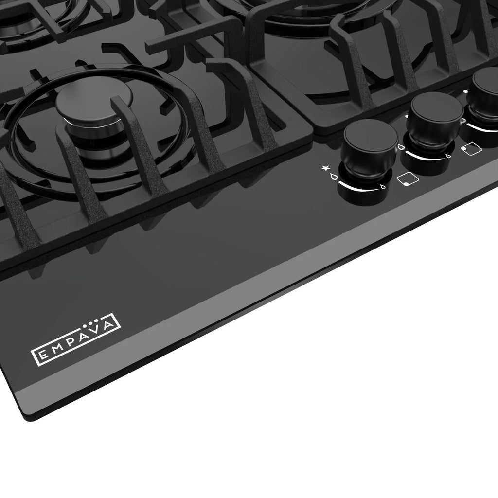 Empava 30 in. Gas Cooktop with 5 Sealed Burners, Black Tempered Glass S851