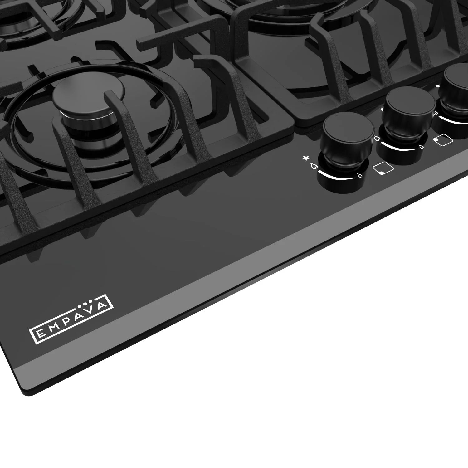 Empava 30 in. Gas Cooktop with 5 Sealed Burners, Black Tempered Glass S851