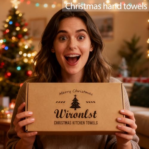 Wironlst Christmas Kitchen Hand Dish Towels 4PCS Buffalo Plaid 18x26 M198
