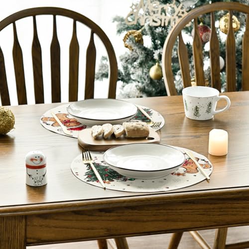 Artoid Mode Snowman Gingerbread Christmas Placemats Set of 4, 12x18 Inch K785
