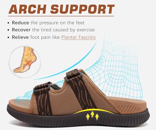KuaiLu Men's Orthotic Sandals Athletic Recovery Slides with Arch Support Q91398
