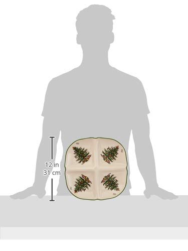 Spode Christmas Tree Sculpted Octagonal Platter, 14-Inch Holiday Serving Dishwasher & Microwave Safe Q207241