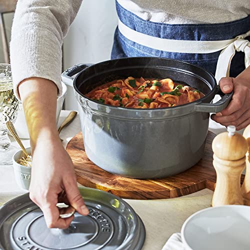 STAUB Cast Iron Dutch Oven 5.5-qt Round Cocotte, Black Matte P4487