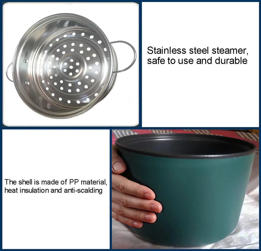 Electric Hot Pot 1.8L Non-Stick Casserole with Steamer, Green E6561