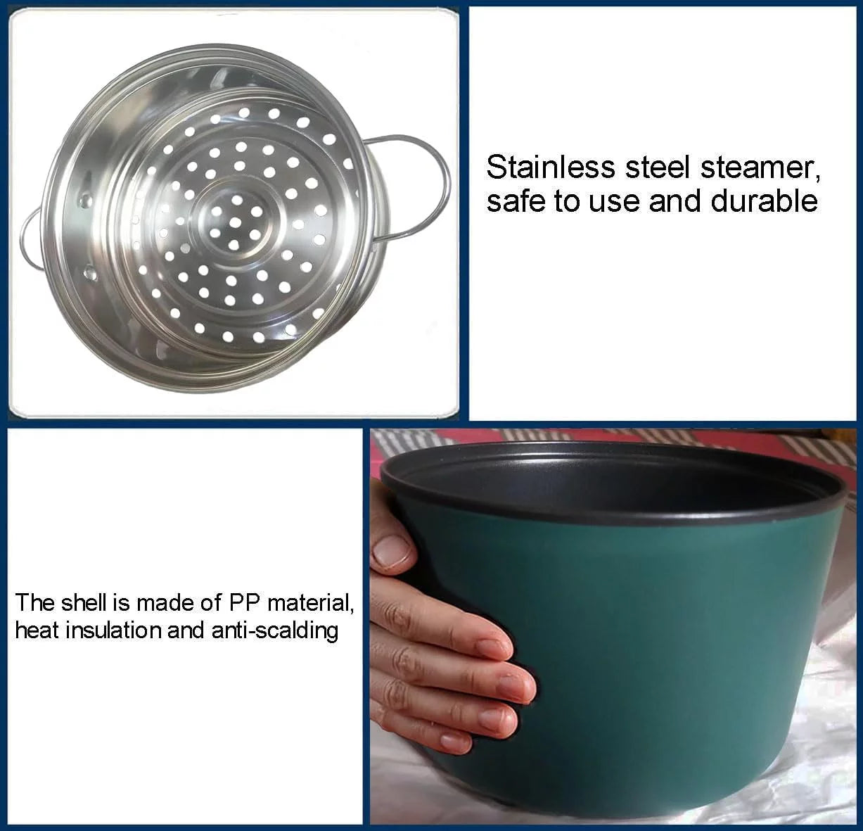 Electric Hot Pot 1.8L Non-Stick Casserole with Steamer, Green E6561