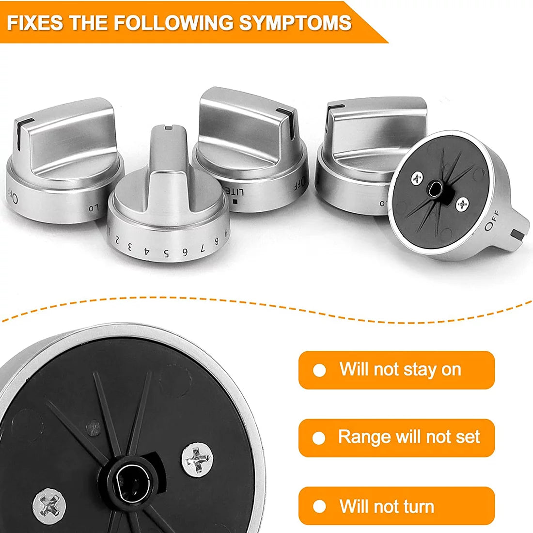 5 Pack WB03X24818 Gas Stove Knob Replacement for GE Z262
