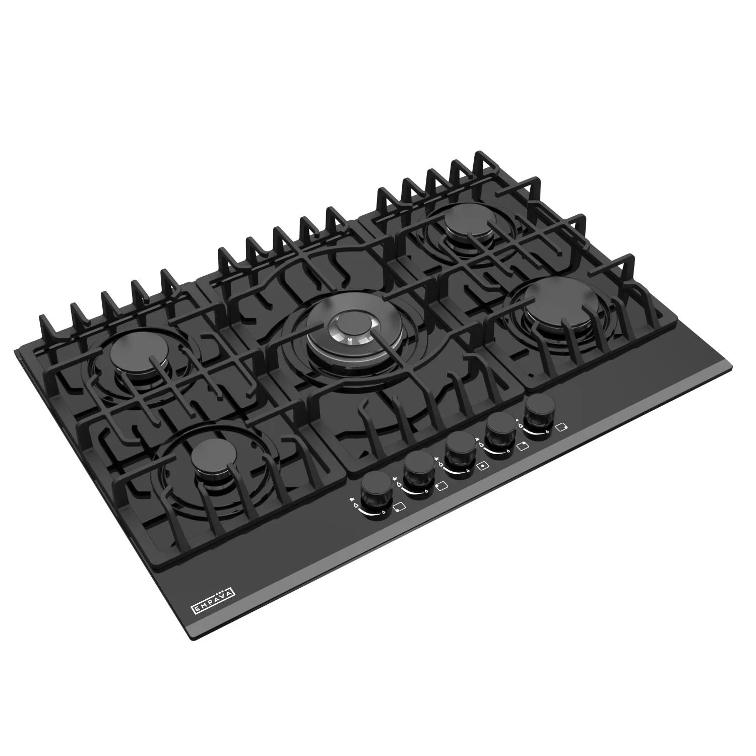 Empava 30 in. Gas Cooktop with 5 Sealed Burners, Black Tempered Glass S851