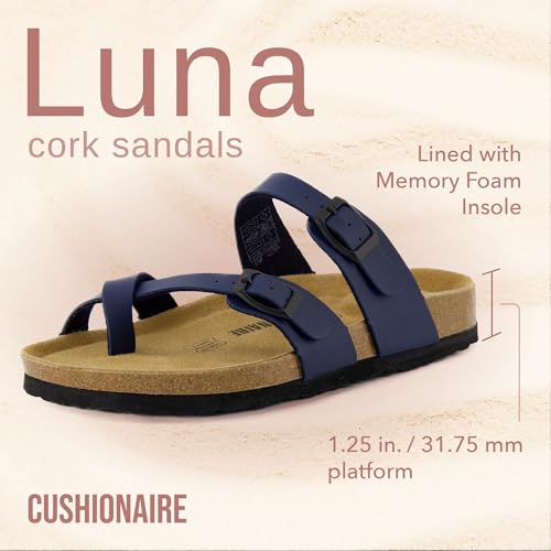 CUSHIONAIRE Women's Luna Cork Footbed Sandal I795