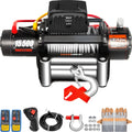 VEVOR Electric Winch 15500lb Load Capacity Truck Winch Compatible with Jeep Truck SUV 93.5ft/28m Cable Steel 12V Power Winch with Wireless Remote Control, Powerful Motor for ATV UTV Off Road Trailer