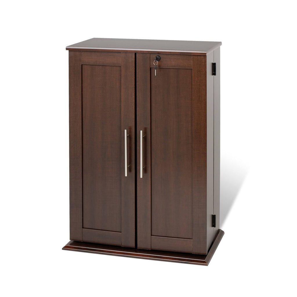 Prepac Locking Media Storage Cabinet with Shaker Doors, Espresso Q97608