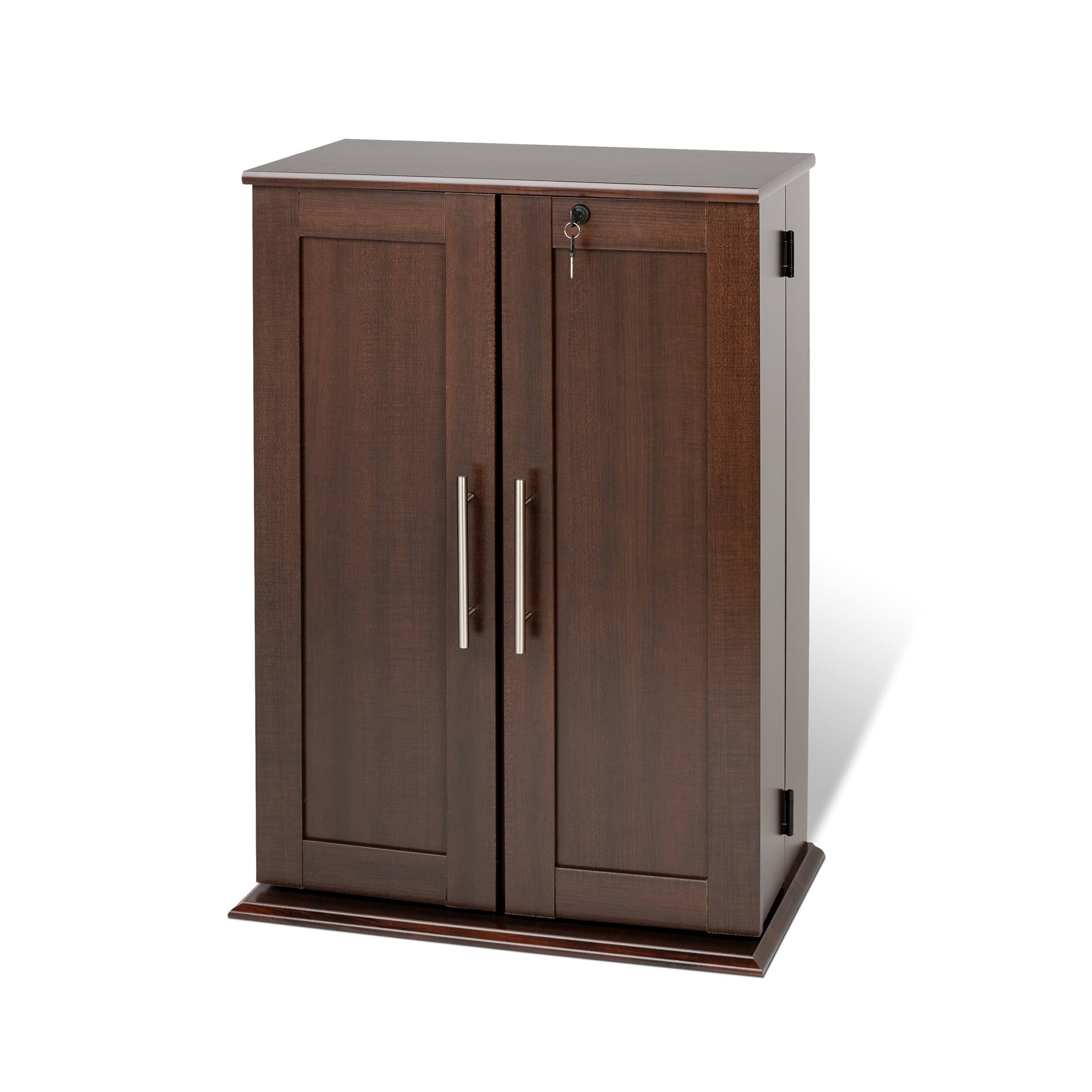 Prepac Locking Media Storage Cabinet with Shaker Doors, Espresso Q97608