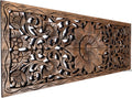 Asiana Home Decor Large Carved Wood Wall Panel. Floral Wood Carved Wall Decor. Size 35.5x13.5x0.5 (Brown-Teak)