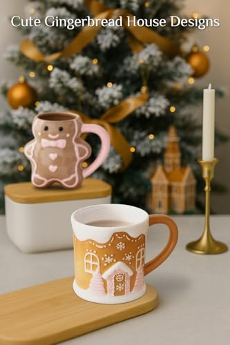 Christmas Mugs with Gingerbread Man Design, 13 oz, Gift Box Included Q496065