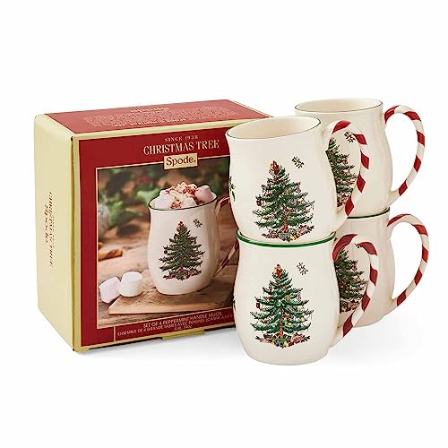 Spode Christmas Tree 14 oz Stoneware Holiday Mugs, Set of 4 V325