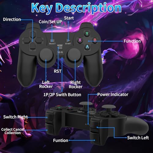 Wireless Retro Game Console with Dual 2.4G Controllers, 64GB V41366