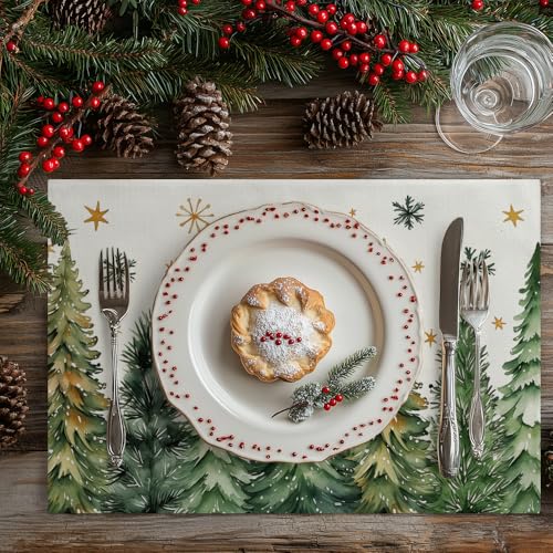 GEEORY Christmas Placemats 12x18 Inch Set of 4, Green Q397
