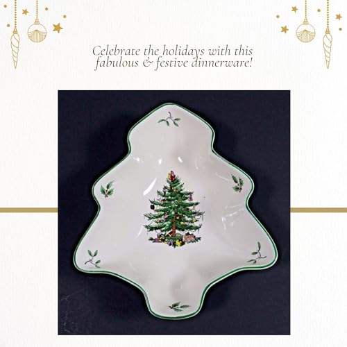 Spode Christmas Tree 14-Inch Tree-Shaped Porcelain Serving Platter H48565