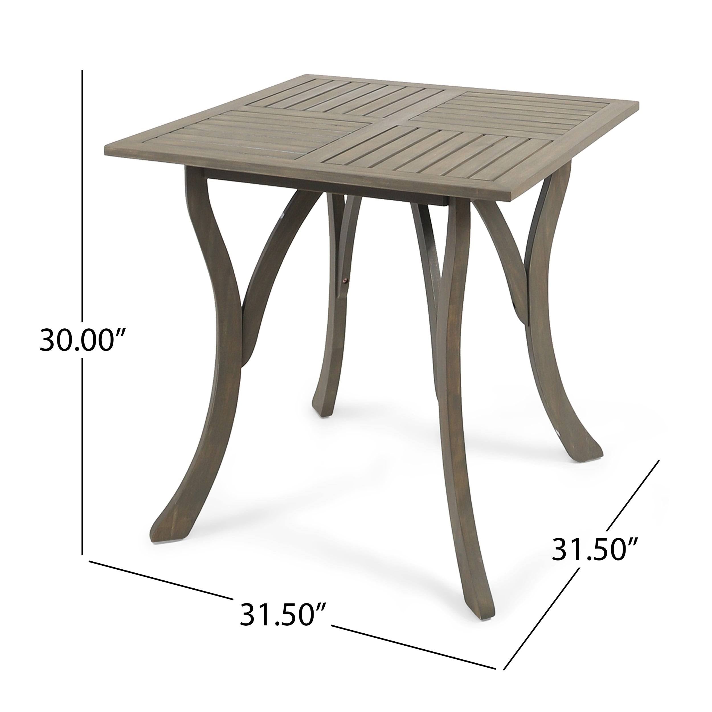 Christopher Knight Home Hermosa Outdoor Acacia Wood Square Dining Table Gray U758268