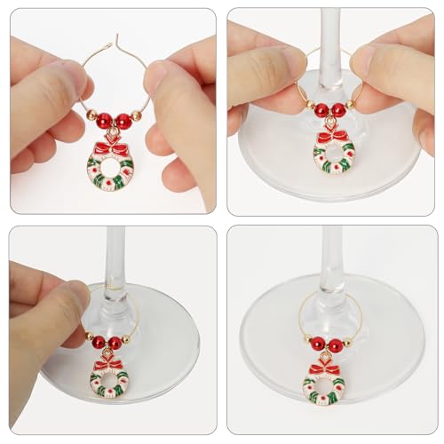 Christmas Wine Glass Charms - Stem Glass Markers for Holiday Party (18 Pack) O196746