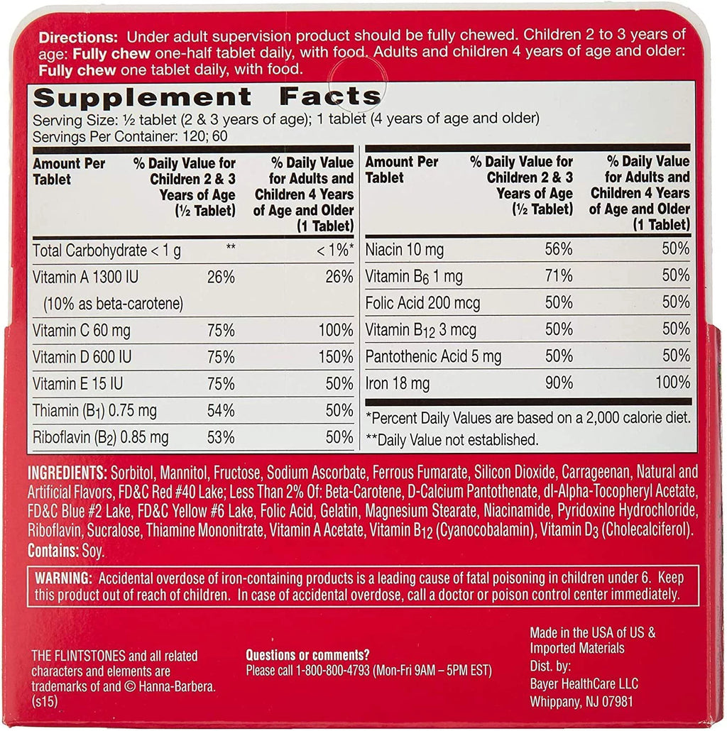 Flintstones Children's Multivitamin with Iron Chewables, 60 ct, 3 pack G33837