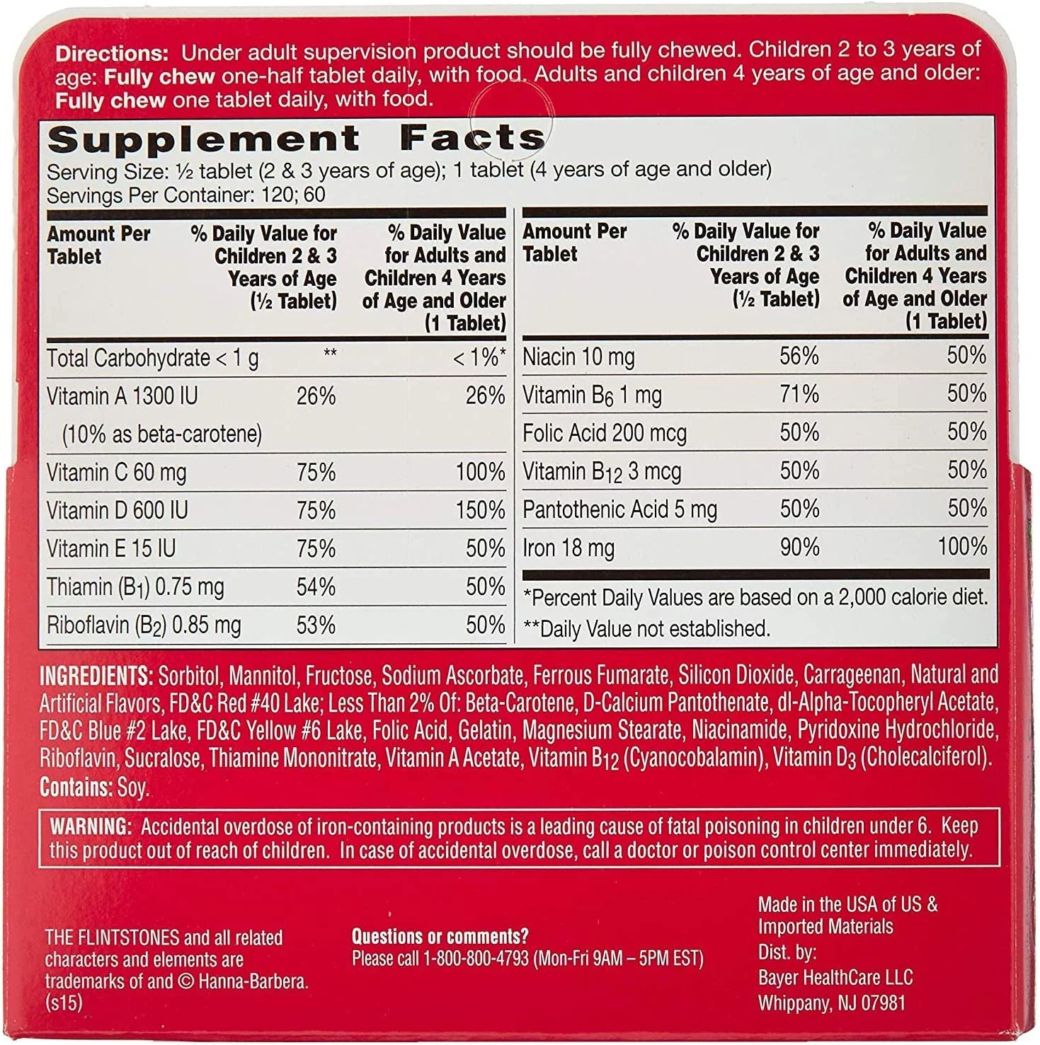 Flintstones Children's Multivitamin with Iron Chewables, 60 ct, 3 pack G33837