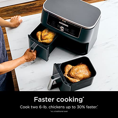 Ninja DZ401 Foodi 10 Quart DualZone XL 2-Basket Air Fryer, Grey L260