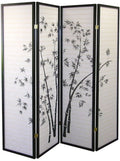 Legacy Decor 4 Panel Room Divider Privacy Screen Asian Style Bamboo Design