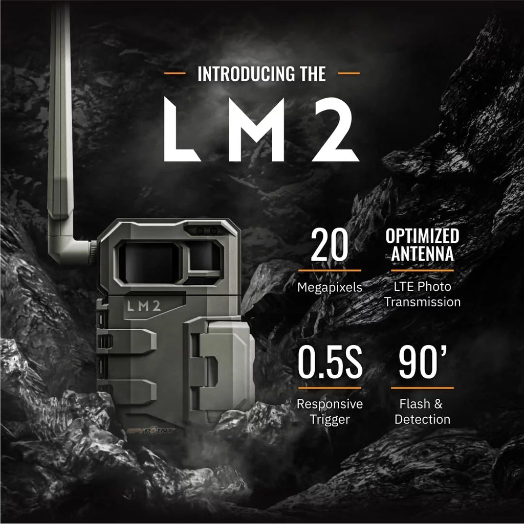 SPYPOINT LM2 Cellular Trail Camera - 20MP Infrared Night Vision, 90' Detection Range E170
