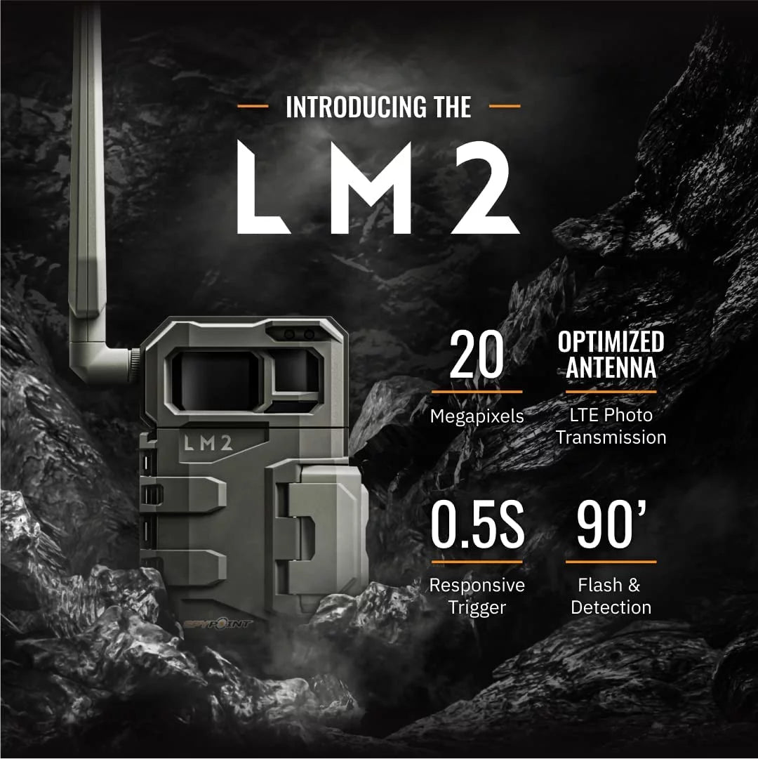 SPYPOINT LM2 Cellular Trail Camera - 20MP Infrared Night Vision, 90' Detection Range E170