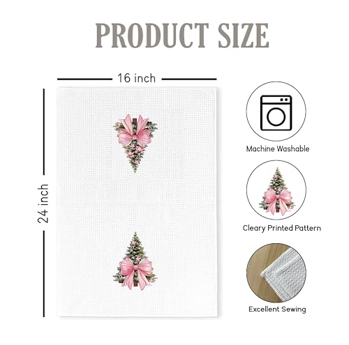 Christmas Tree Kitchen Towels - Neutral Christmas Hand Towels, 16 x 24 Inch V47794