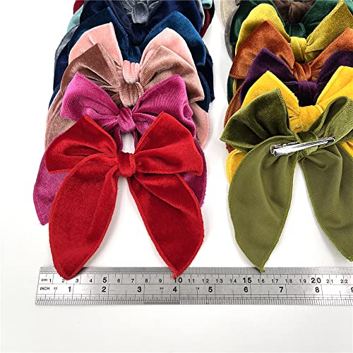 Large Velvet Fable Bow Hair Clips for Baby Girl Toddler Kids Women 12 PCS X8357