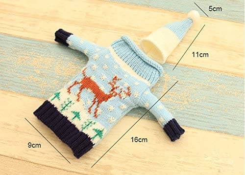 Gawertoy Christmas Wine Bottle Covers and Hats Kit, 4 Pack Ugly Sweater Patterns A3367