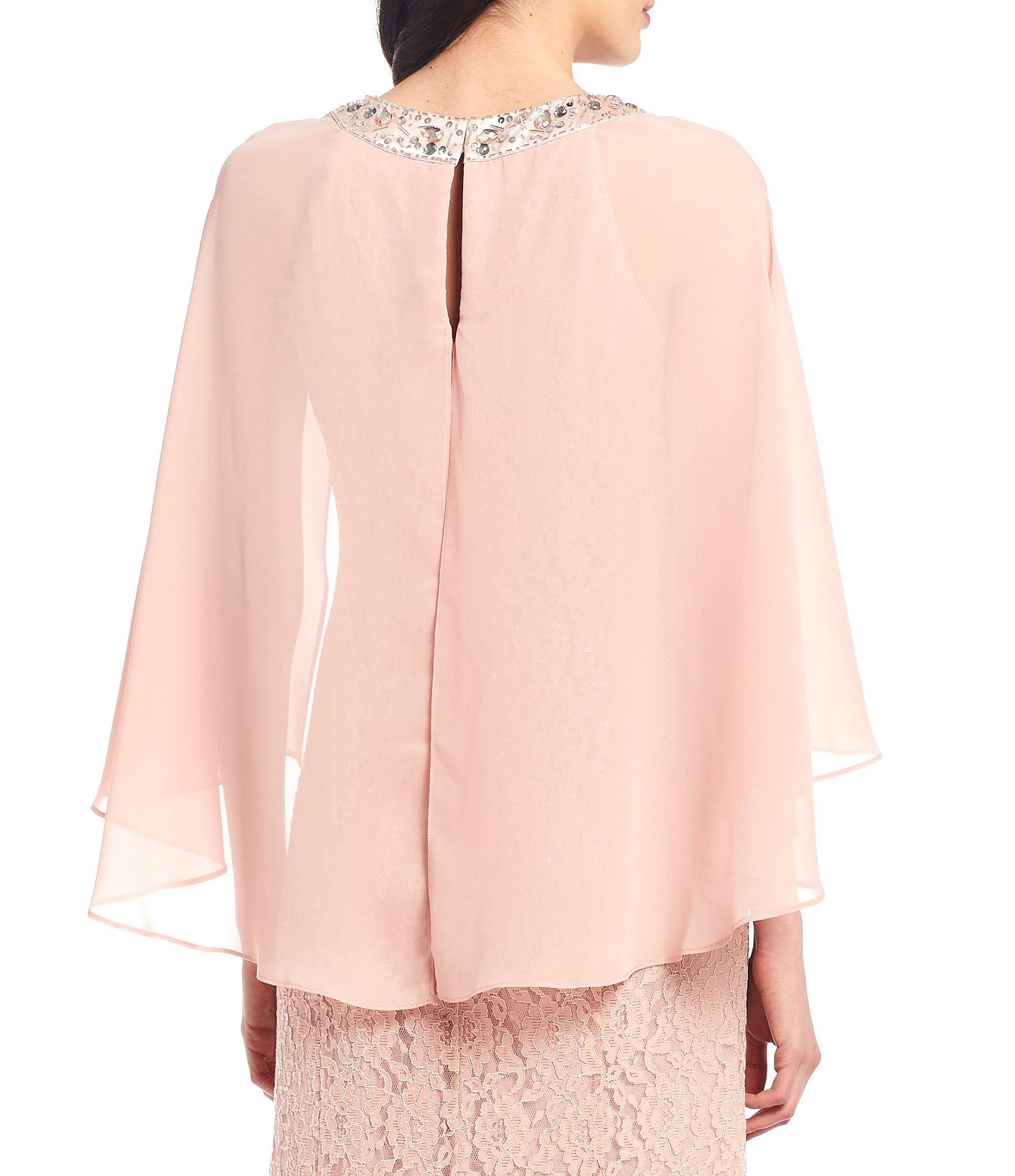 Ignite Evenings Sequin Lace Chiffon Capelet Gown - 10 T53742