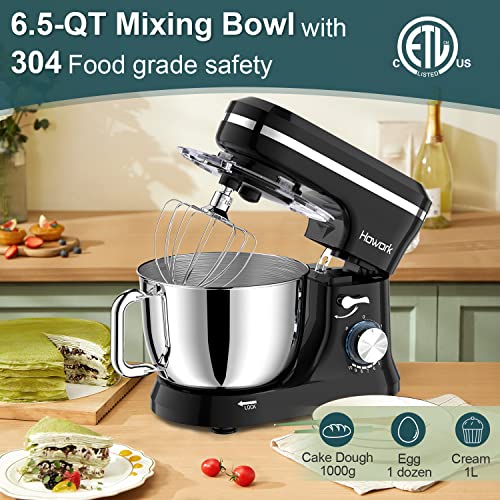 HOWORK Electric Stand Mixer 6.5QT Stainless Steel Bowl, Blue P383969