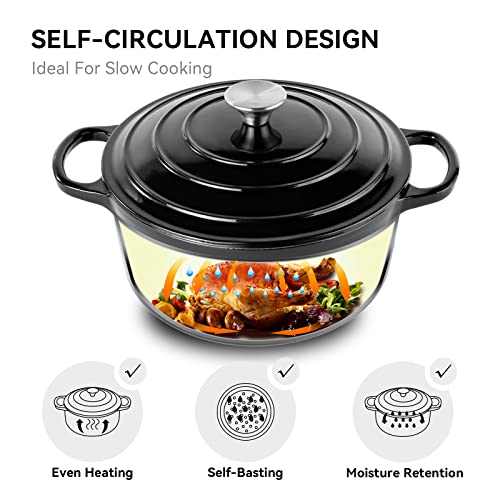 Miereirl 6 Quart Enameled Cast Iron Dutch Oven with Lid, Dark Blue P867