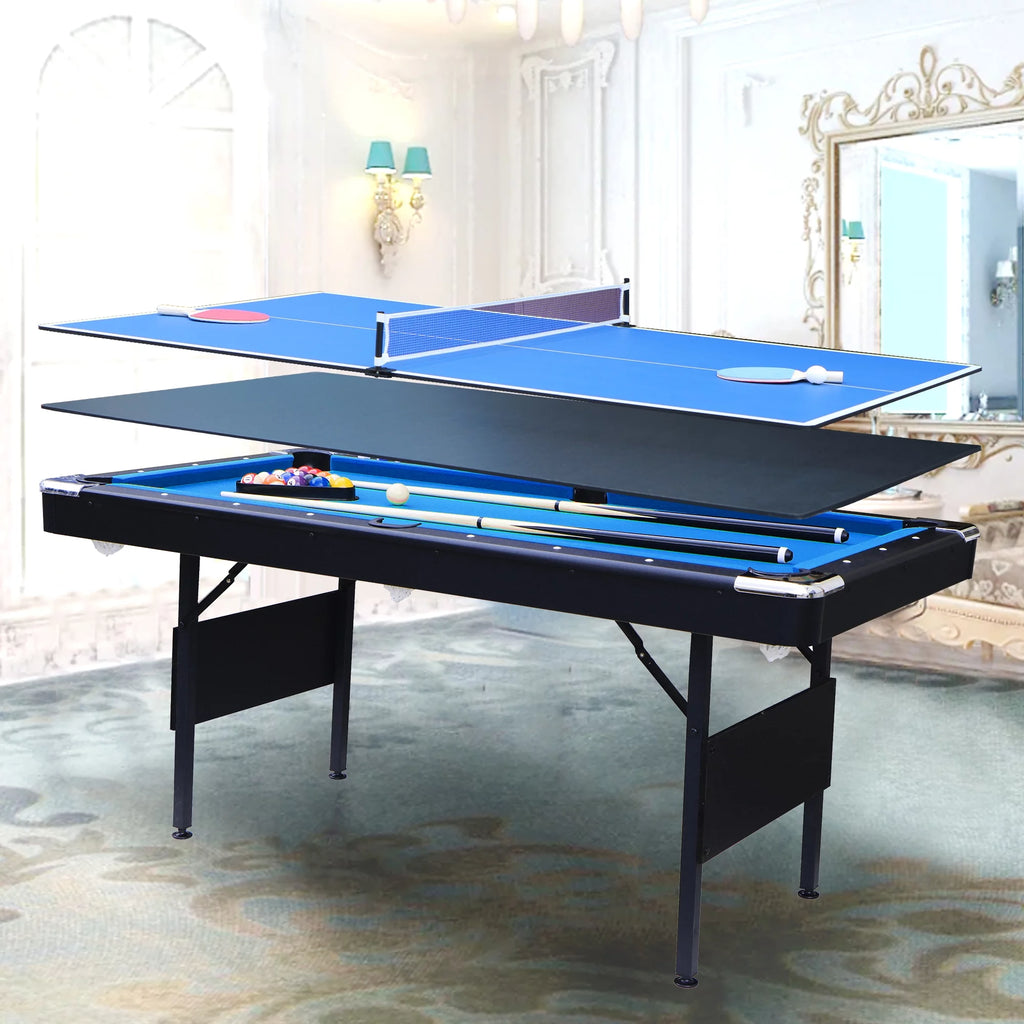 SEGMART 3 in 1 Billiards Table 5.5 ft Folding Pool Table with Accessories, Black Blue Felt A6150