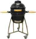 Lifesmart 15 Kamado, 6-In-1 Kamado Grill with Stainless Steel Cart, Includes Free Electric Starter, Grill Cover, Pizza Stone, Built-in Thermometer