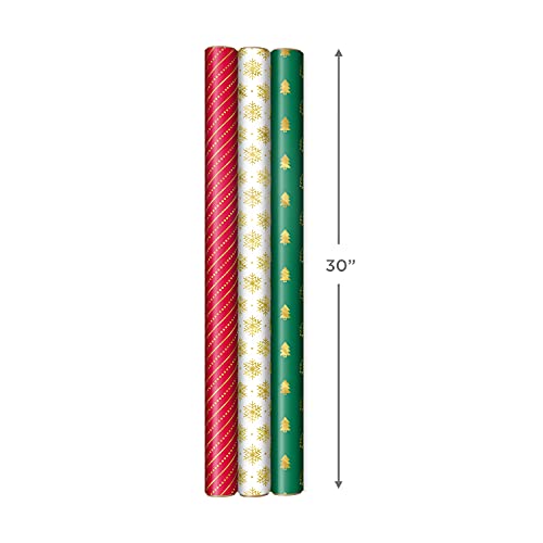 Hallmark Red Green Gold Christmas Wrapping Paper Set with Bows, Ribbon & Gift Tags C86717