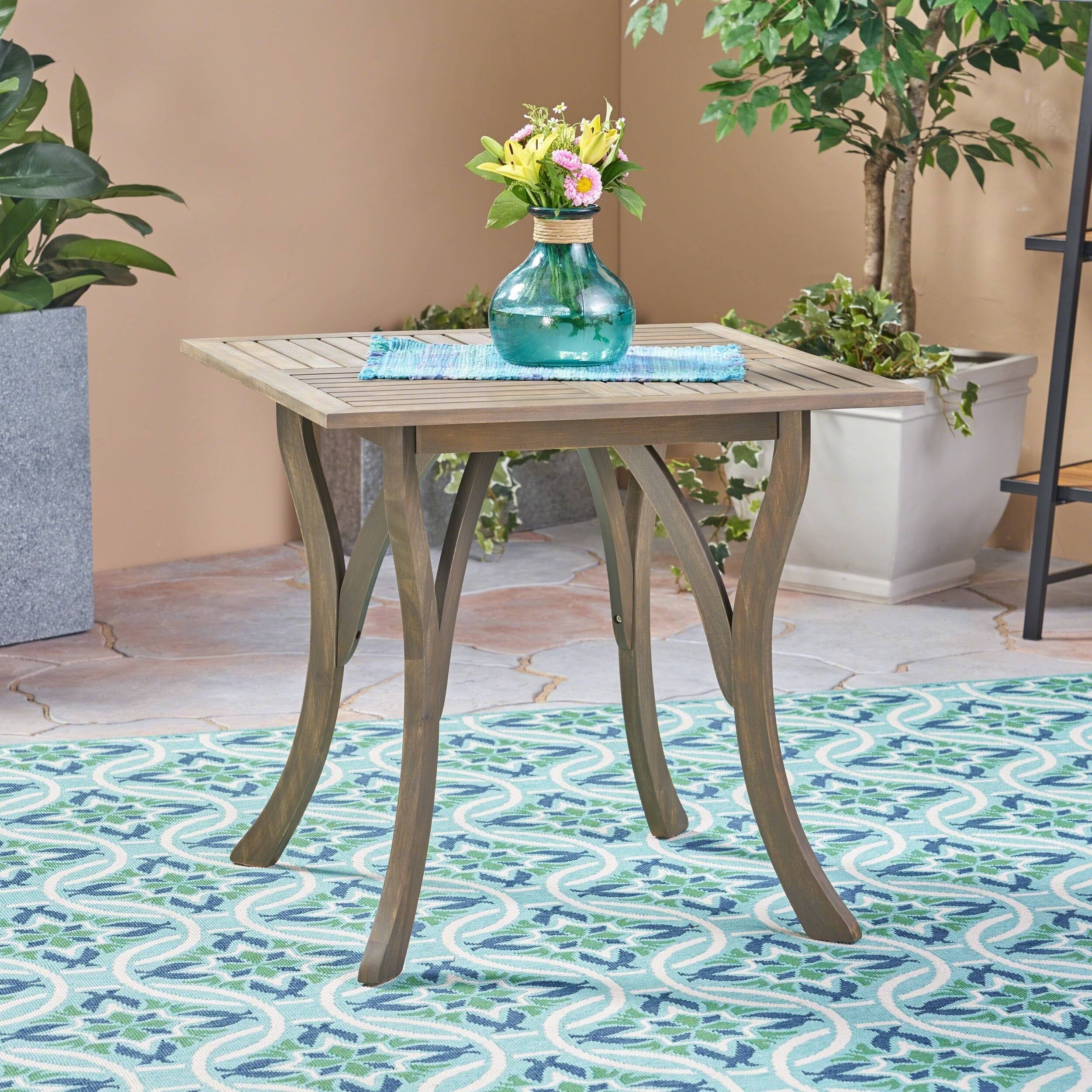 Christopher Knight Home Hermosa Outdoor Acacia Wood Square Dining Table Gray
